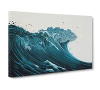 Beautiful Ocean Wave Canvas Print | Gallery Wrapped 30mm Frame Wall Art | 30x20 inches | Ready to Hang | Coastal Seascape Picture | Living Room Bedroom Lounge Office