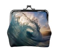 Beautiful ocean waves print Coin Purse Small Change Purse Card Holder Coin Pouch Small Wallet for Women and Men, Black, One Size, Vintage