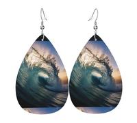 Beautiful Ocean Waves Print Double-Sided Drop Earrings, Accessories,Dangle Earrings For Women All Occasions
