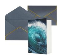 Beautiful Ocean Waves Print Greeting Card Paper, Half Fold To Cards For Birthday, Wedding, Party.