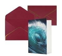 Beautiful Ocean Waves Print Greeting Card Paper, Half Fold To Cards For Birthday, Wedding, Party.