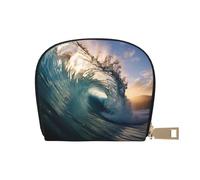 Beautiful ocean waves print Leather Small Purse Credit Card Holder Wallet, Card Holder,Wallet Card Organizer Case, White, One Size