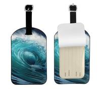 Beautiful Ocean Waves Print Luggage Travel Bag Tags Luggage Tag Holder Name Labels Set for Men Women