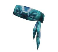 Beautiful Ocean Waves Print Sports Head Tie, Hair Band For Workout, Running, Yoga, One Size Fits Most