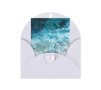 Beautiful Ocean Waves Printing Holiday Love Buckle Pearl Paper Envelopes Greeting Vertical Thinking Of You Cards 6 X 4 Inch