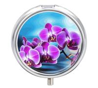 Beautiful Orchid Printed Pill Box Pill Container Portable Medicine Pill Case Metal Travel Pill Box Vitamin Container with 3 Compartment Medicine Case