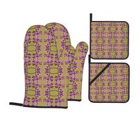 Beautiful Orchids A 4-Piece Oven mitt and potholder Set Perfect for Oven Cooking Baking and Grilling
