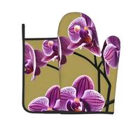 Beautiful Orchids Printed Two-Piece Kitchen Baking Set Oven mitt and potholder Perfect for Chefs Bakers and Kitchen Decor