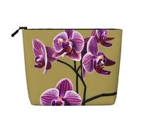 Beautiful Orchids Water-Resistant Faux Linen Single-Layer Makeup Bag with Zipper Closure for Your Daily or Travel Needs