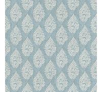 Beautiful Organic Cotton Linen Blend Upholstery - Curtain - Blind Fabric - High Quality Digital Print Country Collection Material (Azure White)