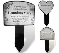 Beautiful Outdoor Personalised Garden Memorial Stake Plaque - Forget-me-not flower design - Send us your text and we will design for you! (Classic Silver)