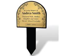 Beautiful Outdoor Personalised Garden Memorial Stake Plaque - Forget-me-not flower design - Send us your text and we will design for you! (Large Arch Gold)