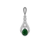 Beautiful Oval Shape Emerald Gemstone Silver Pendant & Locket For Women| Art Deco Halo Bridal Pendant For Women stone weight - 3.90 Ct