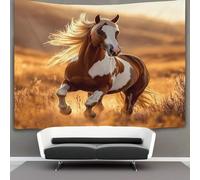 Beautiful Painted Horse Tapestry Wall Hanging Mountains Sunrise Light Mist Wall Art for Living Room Bedroom Dorm 70cmx100cm
