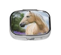 Beautiful Palomino Horse Lavender,Meta Pill Box 2 Compartment Medicine Case,Portable Organizer