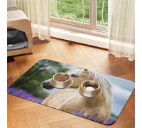 Beautiful Palomino Horse Lavender,Waterproof Pet Feeding Mat,PU Leather Placemats for Cat Dog Water Bowl,Food Mats,30x45cm