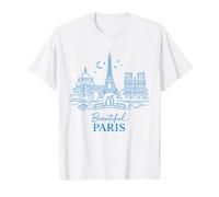 Beautiful Paris France. City Landmarks Value Graphic T-Shirt, Men, White, XL