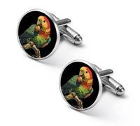 Beautiful Parrot Bird Acorn Mens Classic Cufflinks Custom Shirt Cuff Links Jewelry Accessories for Business Wedding 0.7" 0.8"