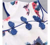 Beautiful Pattern Chinese Style Girl Dress Comfortable Short Sleeve Kid Summer Dress for Family Festivals (80 is suitable for heights under 73)