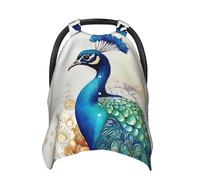 Beautiful Peacock and Floral Baby Car Seat Canopy Cover, Multi Use Breathable Nursing Breastfeeding Covers for Mom Soft Stroller Sun Shade Newborn Shower Gift