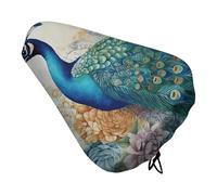 Beautiful Peacock and Floral Bike Seat Rain Cover Waterproof Dustproof Bikes Saddle Cushion Soft Bicycle Seat Pad Covers with Drawstring for Men Women