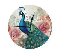 Beautiful Peacock And Floral Elegant Round Wall Clock-Fashionable Round Clock Design Of Modern Home