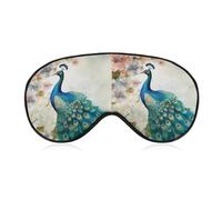 Beautiful Peacock and Floral Eye Mask, Side Sleeping Mask Light Blindfold Sleeping Mask Nose Pad and Elastic Band for Children Women and Men