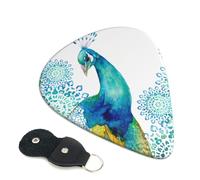 Beautiful Peacock and Floral Guitar Plectrums, 6 Guitar Plectrums, Printed on both sides for Electric Guitar Bass Ukulele (0.46 mm 0.71 mm 0.96 mm)