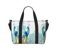 Beautiful Peacock and Floral Large Gym Bag 16 Inch Lightweight Carry On,Duffel Bag for Travel Sport, Mommy Hospital Bag