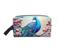 Beautiful Peacock and Floral Portable Large-Capacity Travel Toiletry Bag (Print Models) Waterproof Makeup Storage Bag for Men and Women for Business Trips, Fitness, Bathroom, Daily Storage
