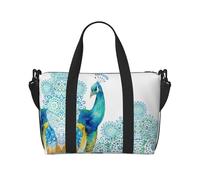 Beautiful Peacock and Floral Print Travel Duffel Bags Weekender for Women,Lightweight Carry On Bag,Personal Item Bag