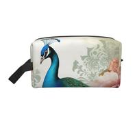 Beautiful Peacock and Floral Printed Makeup Bag Travel Portable Cosmetic Bag Large Capacity Makeup Case Toiletry Handbag Organiser for Women