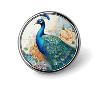 Beautiful Peacock And Floral Round Badge Pin Funny 1 Inch Button Brooch Lapel Pins Fashion Hat Shirt Pin Tie Tack Pinback Buttons Badge Party Supplies Decor Badges For Clothing Coat Hat Dress For Men