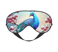 Beautiful Peacock and Floral Sleep Mask for Women & Men - Double-Sided Eye Mask with Adjustable Strap, Soft Silky Feel, Light-Blocking & Breathable for Travel, Nap, Shift Work, Yoga
