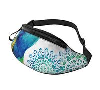 Beautiful Peacock and Floral Sport Waist Bag Travel Bumbags with Zipper and Earphone Hole, Running Fanny Pack Waist Pack with Adjustable Belt for Men Women