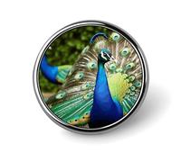 Beautiful Peacock Badge Holder Exquisite Round Badge with Picture Pin DIY Button Badges Personalized Metal Button Pin Fashion Brooch Crafts Gifts Clothes Decorative Pins