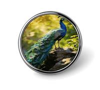 Beautiful Peacock Button Pins 1" Round Badge Brooch