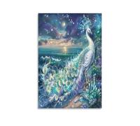 Beautiful Peacock Canvas Wall Art, Abstract Fantasy Animal Nature Ocean Picture Painting on Canvas, Print Poster Decoration Artwork for Home Living Room Bedroom Wall Decor Unframe 12x18inch(30x45cm)
