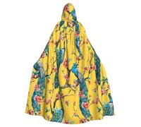 Beautiful Peacock Cloak Hooded Cape For Halloween Cosplay, Unisex Witch Robe, Adult Vampire Party Costume