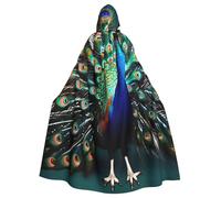 Beautiful Peacock Cloak Hooded Cape For Halloween Cosplay, Unisex Witch Robe, Adult Vampire Party Costume
