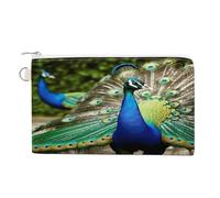 Beautiful Peacock Coin Purse with Zipper Coin Wallet Coin Pouch Canvas Change Purse Pouch Zero Wallet Coin Bag