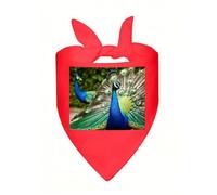 Beautiful Peacock Dog Bandana, Classic Plaid Dog Bandanas for Small Medium Large Dogs, Adjustable Washable Cotton Pet Scarf, Reversible Triangle Bibs for Puppy Dogs Cats Birthday Party Daily Wear