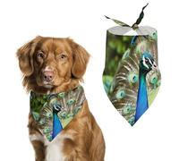 Beautiful Peacock Dog Bandana Triangle Dog Scarf Washable Polyester Dog Bibs Cute Pet Bandana for Medium Large Dogs Puppy and Cats
