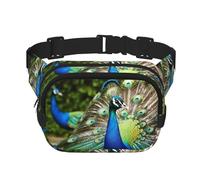 Beautiful peacock Fanny Pack Adjustable Crossbody Bag Large Waist Bag Travel Belt Bag Unisex Bum Bag