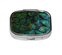 Beautiful Peacock Feather,Meta Pill Box 2 Compartment Medicine Case,Portable Organizer,Rectangle Meta Portable Organizer Pill Box 975 Compartment Medicine Case