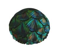 Beautiful Peacock Feather,Shower Cap Nightcap Double Layer Waterproof Elastic Bath Cap Reusable Hair Cap