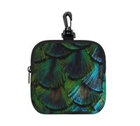 Beautiful Peacock Feather, Square Zipper Storage Bag, Neoprene Coin Purse, Small Wallets, Change Pouch, Change Purse