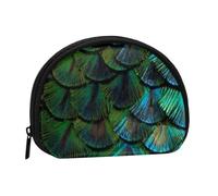 Beautiful Peacock Feather, Women's Storage Bag Shell Makeup Bag Small Coin Purse Shell Change Pouch