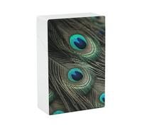 Beautiful Peacock Feathers Cigarette Case, Plastic Waterproof Shockproof, Airtight Push Open Cigarette Box, Capacity King Size Cigarette Holder, Portable Cigarette Container for Outdoor Travel Camping