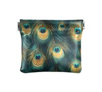 Beautiful Peacock Feathers Pattern Squeeze Coin Purse Pouch Change Holder PU Leather Mini Wallet Coin Pocket for Women Girls Men